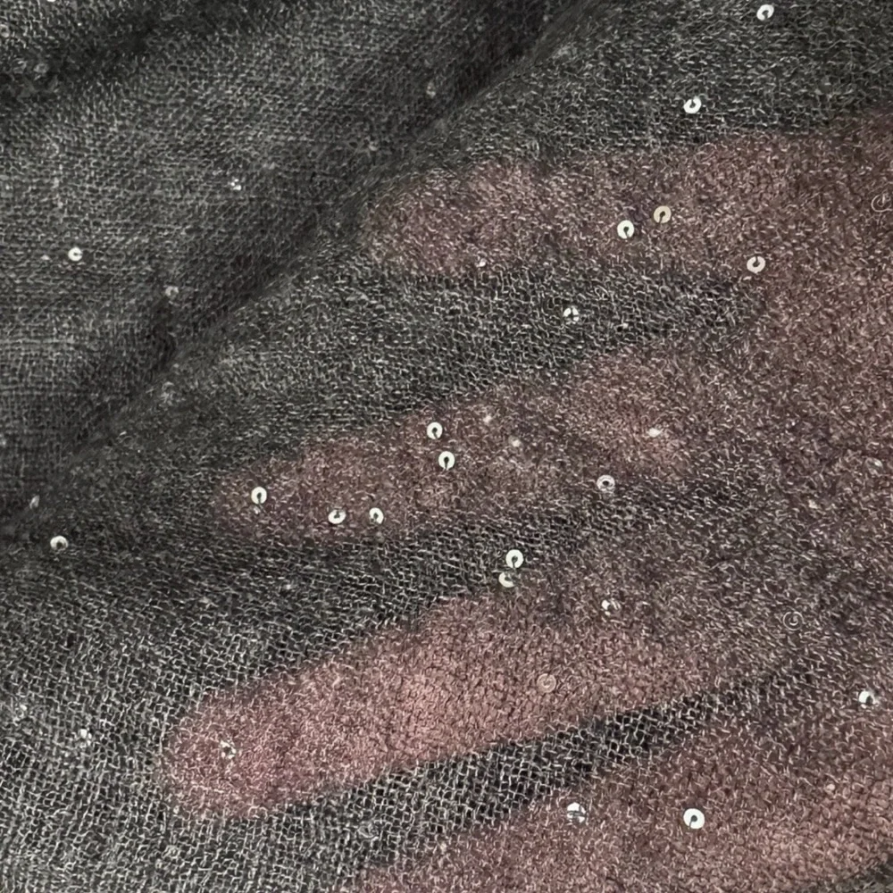 🆕💕Venetta Cashmere Scarf Sheer Sequins & Frayed Edges • DRK GREY • UNISEX • NWOT - Picture 3 of 5